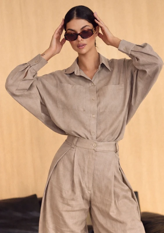 Tammy - Beige linen shirt
