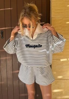 Yale Crop - Striped jumper with wide collar