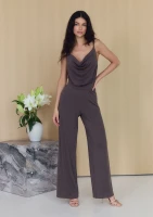 Kade - Draped brown jumpsuit with straps