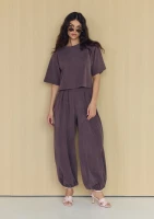 Nove - Brown modal T-shirt with shoulder pads