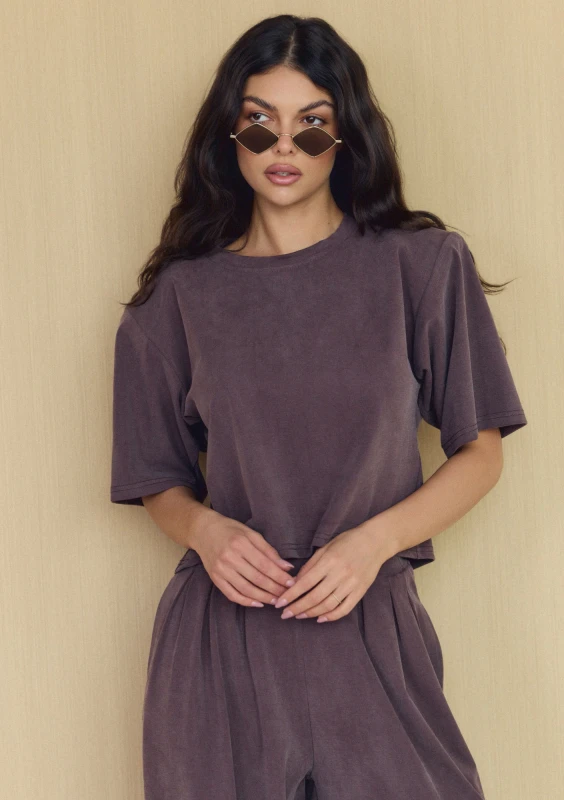 Nove - Brown modal T-shirt with shoulder pads