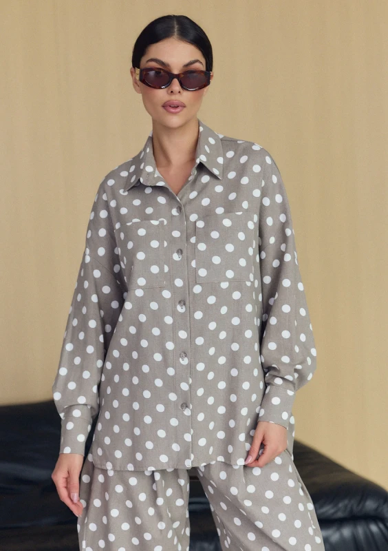 Tammy - Beige dotted linen shirt