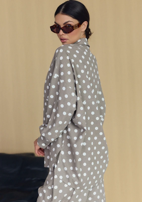 Tammy - Beige dotted linen shirt
