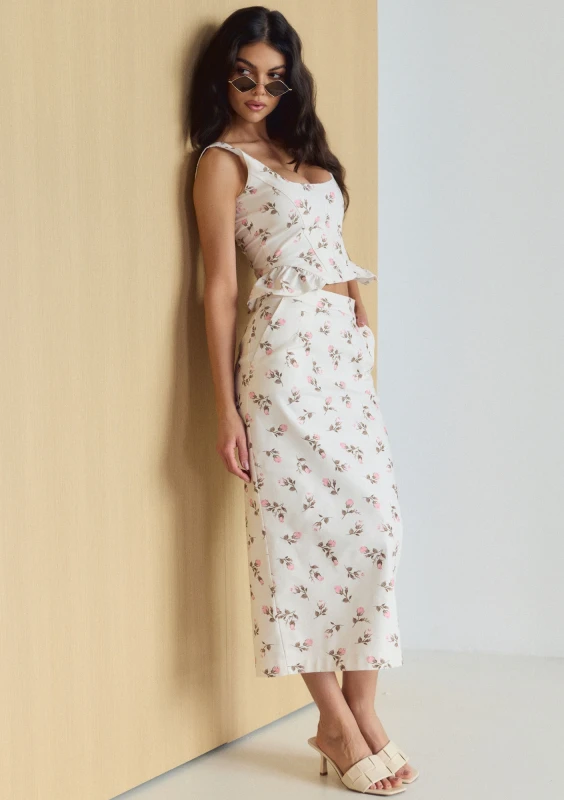 Florie - Ecru floral top