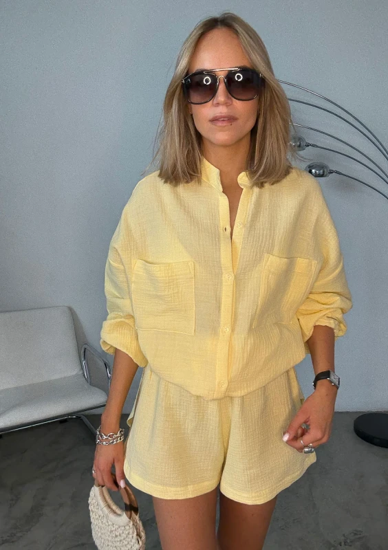 Palma - Oversize yellow muslin shirt