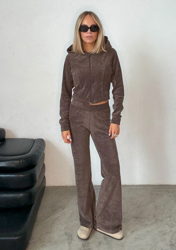 Vela Zip - Dopasowana bluza frotte na zamek z kapturem Savannah Tan