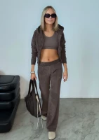 Vela - Savannah tan brown frotte sweatpants