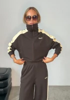 Cano Stripe - Rozpinana bluza ze stójką i lampasami Dark Chocolate