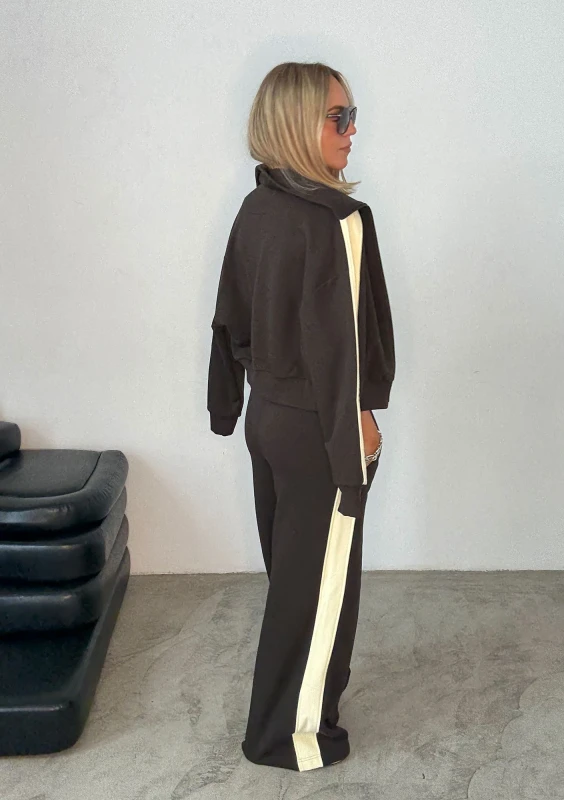 Cano Stripe - Rozpinana bluza ze stójką i lampasami Dark Chocolate