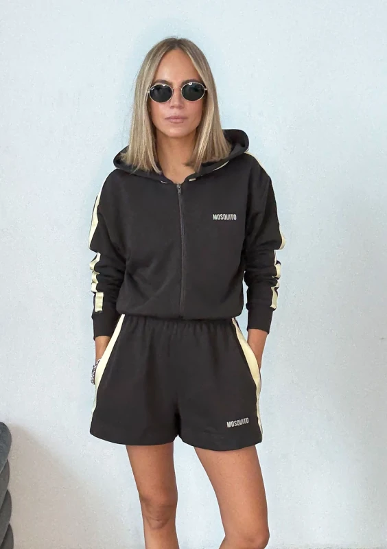 Side - Dark chocolate brown hoodie with stripes