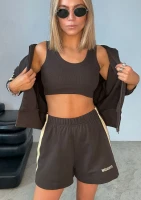 Line - Short dark chocolate brown cotton top