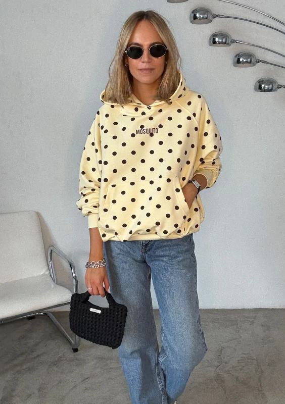 Levi - Bluza kangurka w brązowe  grochy Bananowa