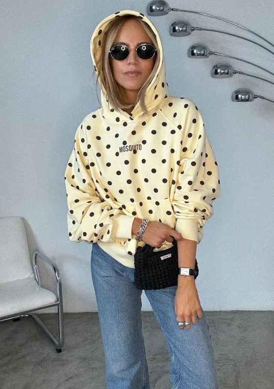 Levi - Bluza kangurka w brązowe grochy Bananowa