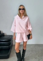 Yale Crop - Powder pink jumper with a high zipped collar