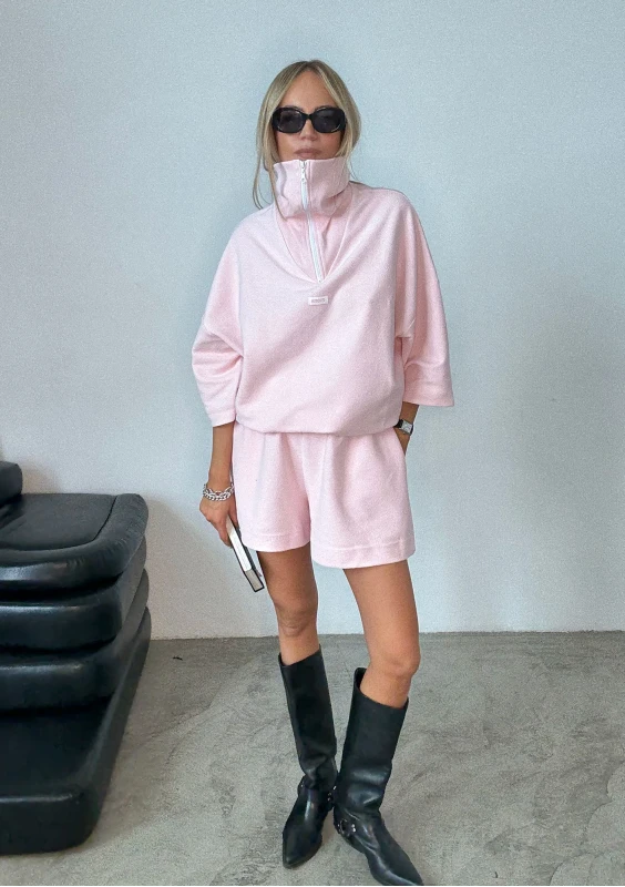 Yale Crop - Bluza z rozpinanym kołnierzem Pastel Pink