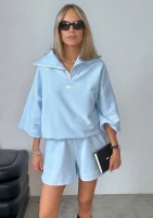 Yale Crop - Bluza z rozpinanym kołnierzem Baby Blue