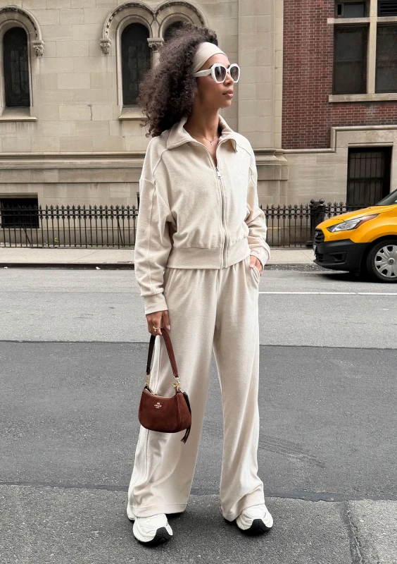 Cano - Bluza frotte na zamek Coconut