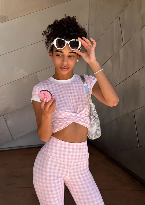 Alpha Short - Pastel pink Vichy checkered top