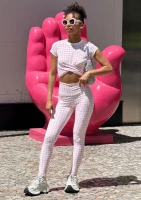 Hi Pure - Pastel pink Vichy checkered leggings