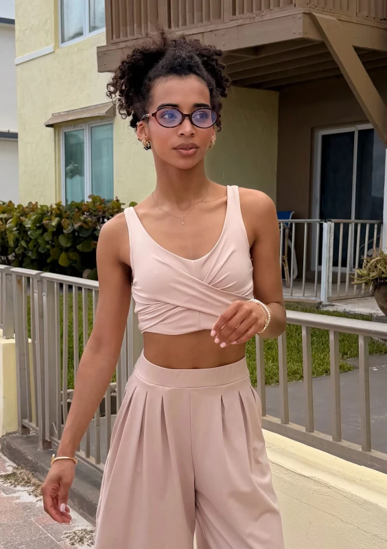 Vexa - Beige short draped top