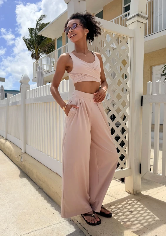 Vexa - Beige short draped top