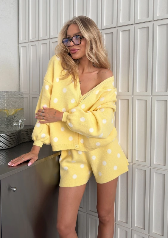 Miu - Yellow dotted knitted shorts