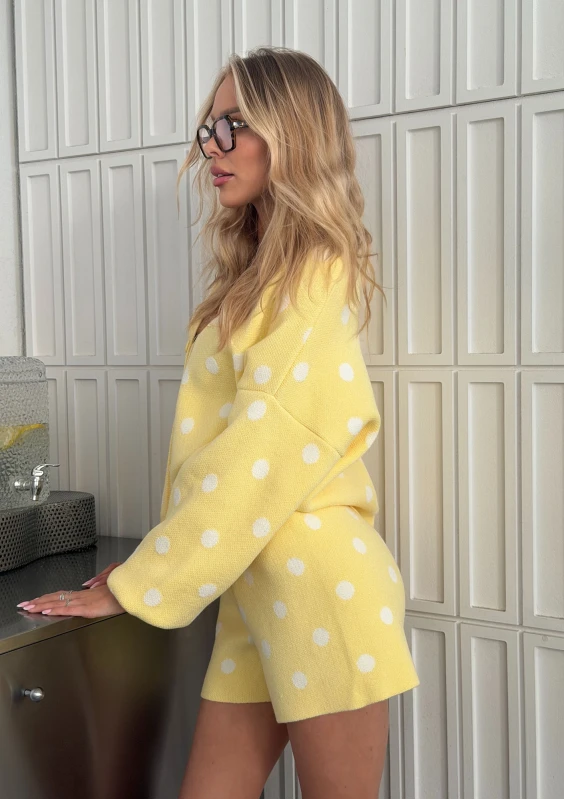 Miu - Yellow dotted knitted cardigan
