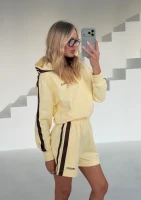 Side - Pale banana yellow shorts with stripes