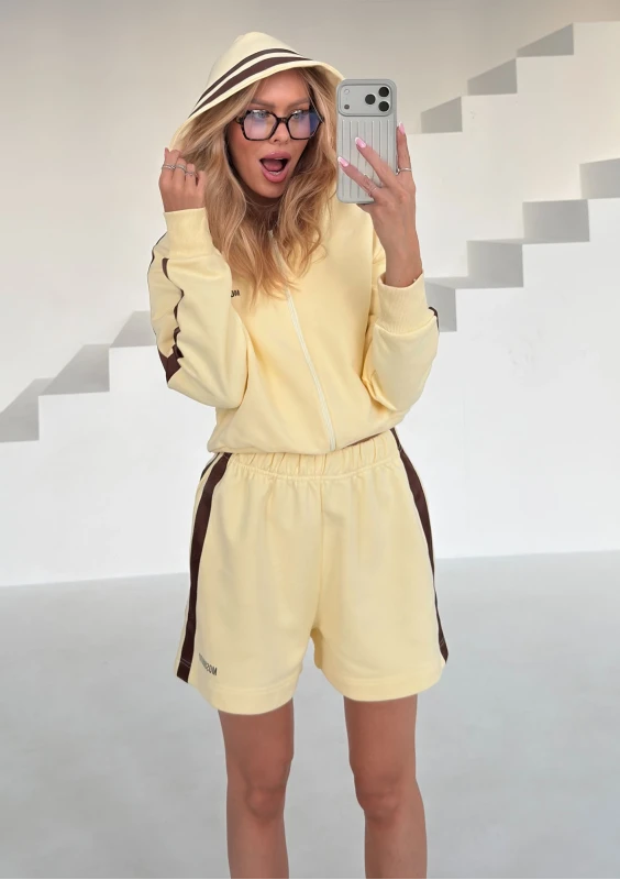 Side - Rozpinana bluza z kapturem i lampasami Pale Banana