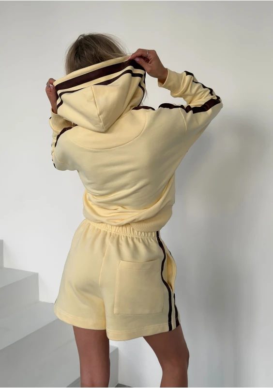 Side - Rozpinana bluza z kapturem i lampasami Pale Banana