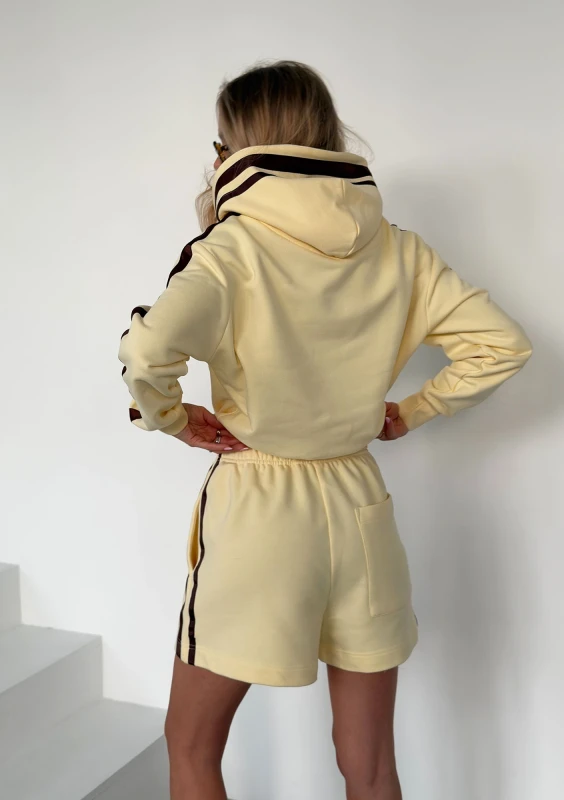 Side - Pale banana yellow hoodie with stripes