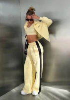 Cano Stripe - Pale banana yellow sweatpants with stripes