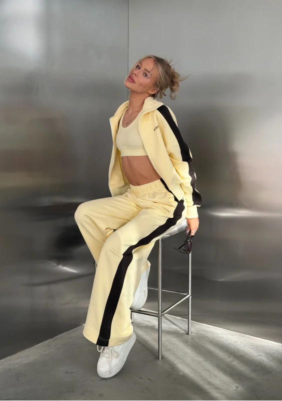 Cano Stripe - Rozpinana bluza ze stójką i lampasami Pale Banana