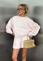 Leni - Bluza oversize crewneck Powder Flowers