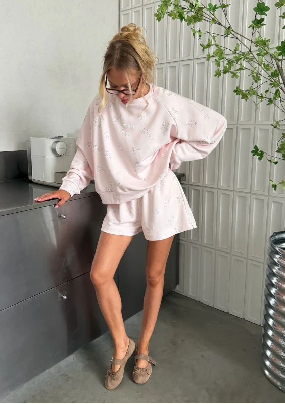 Leni - Floral printed powder pink jumper