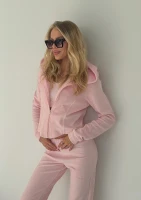 Vela Zip - Dopasowana bluza frotte na zamek z kapturem Pastel Pink