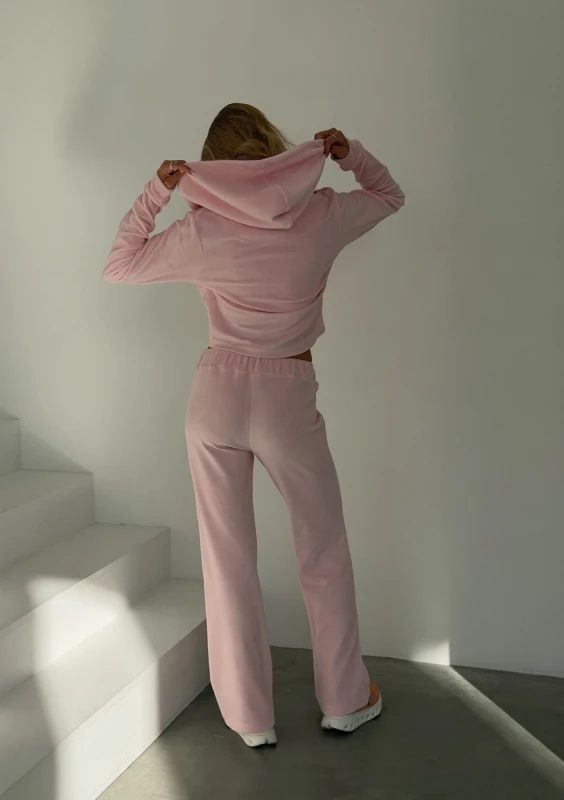 Vela Zip - Dopasowana bluza frotte na zamek z kapturem Pastel Pink