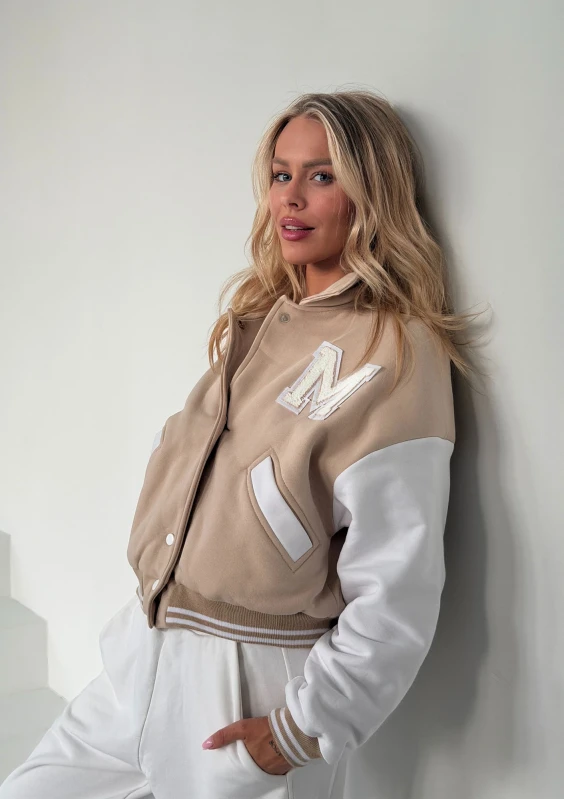 Preppy - Sand beige baseball jacket