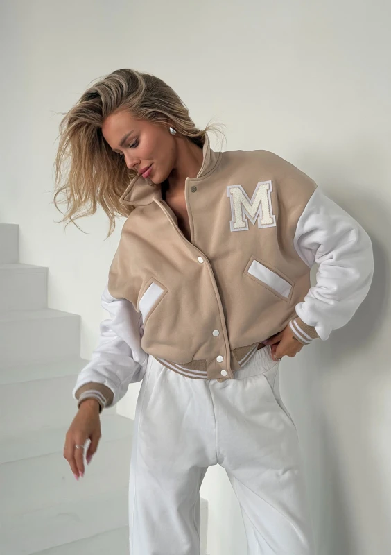 Preppy - Kurtka bejsbolówka z kołnierzykiem Sand Beige