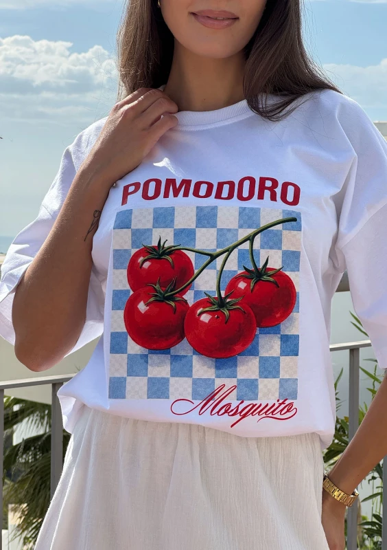 Axis - White oversized boxy T-shirt "Pomodoro"