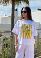 Axis - White oversized boxy T-shirt "La Dolce Vita Citrus"