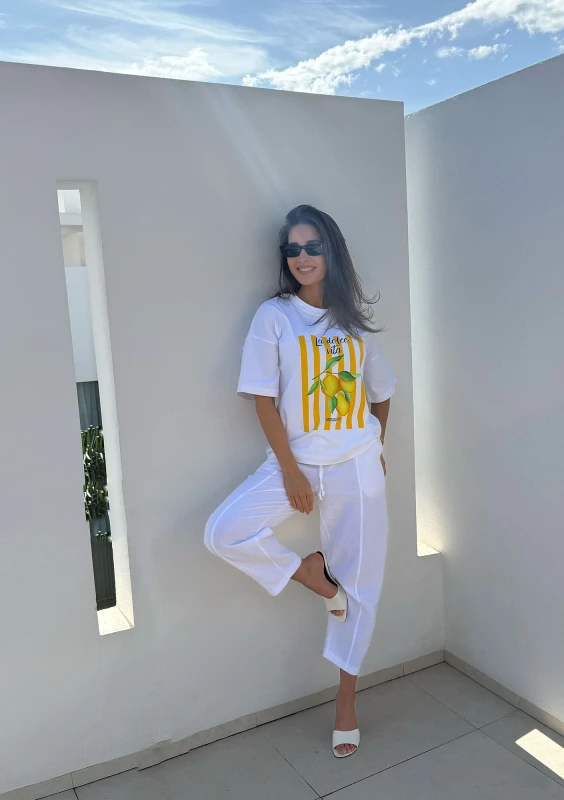 Axis - White oversized boxy T-shirt "La Dolce Vita Citrus"