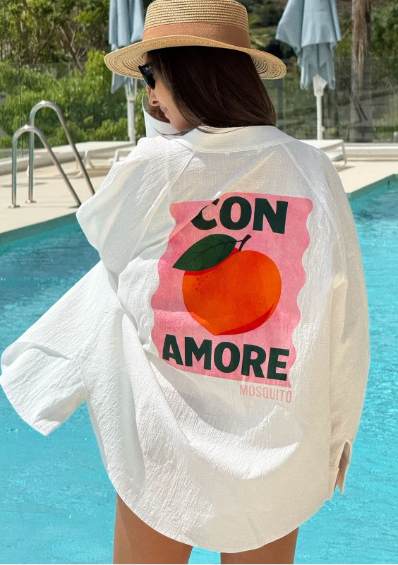 Sano - White oversized shirt "Con Amore"