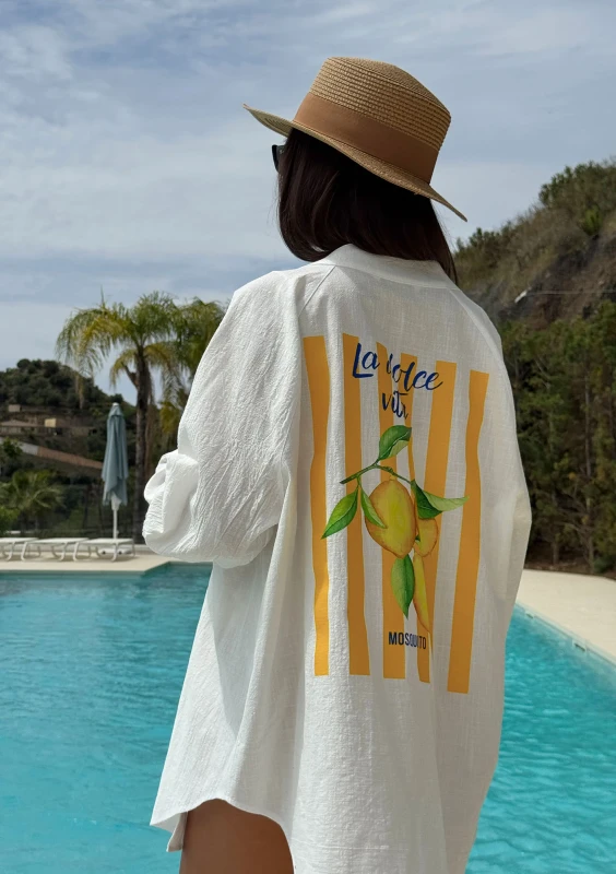 Sano - White oversized shirt "La Dolce Vita Citrus"