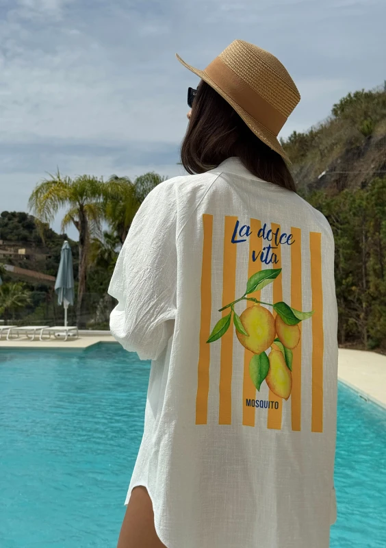 Sano - Letnia bawełniana koszula oversize ,,La Dolce Vita Citrus"