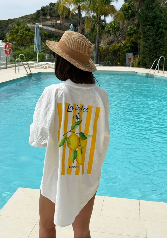 Sano - Letnia bawełniana koszula oversize ,,La Dolce Vita Citrus"