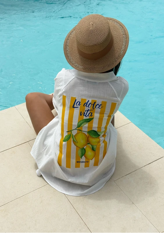 Sano - White oversized shirt "La Dolce Vita Citrus"