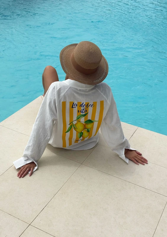 Sano - Letnia bawełniana koszula oversize ,,La Dolce Vita Citrus"