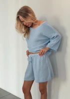 Misti Short - Light blue waffle weaved shorts