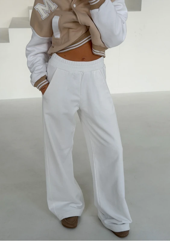 Costa Stripe - Ecru wide leg sweatpants
